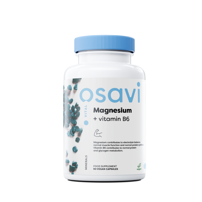 Osavi magnis + vitaminas B6 - 90 veganiškų kapsulių