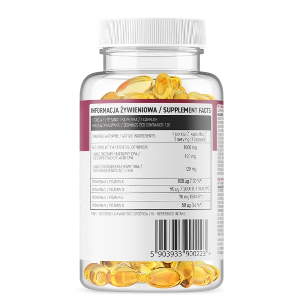 Omega 3 + ADEK - 120 kapsulių - OstroVit - Image 2
