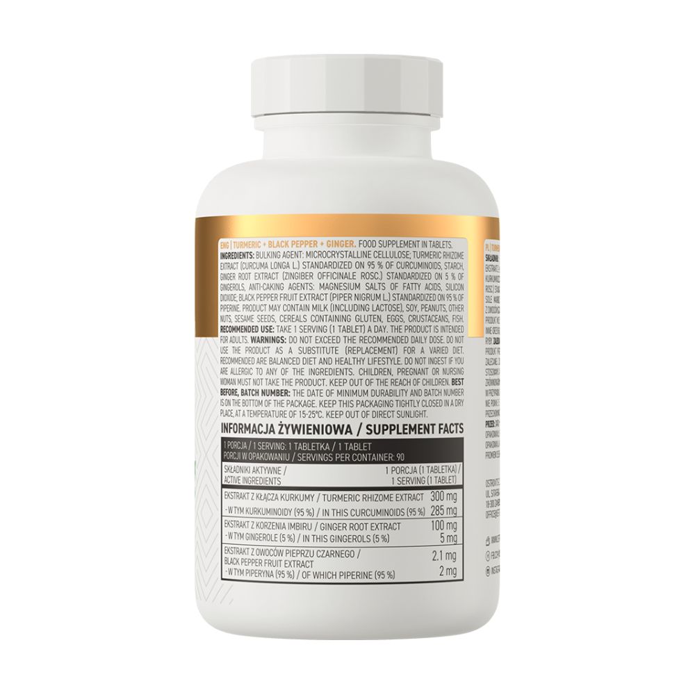 OstroVit Kurkuma + Juodasis pipras + Imbiras 90 tabletės - Image 2
