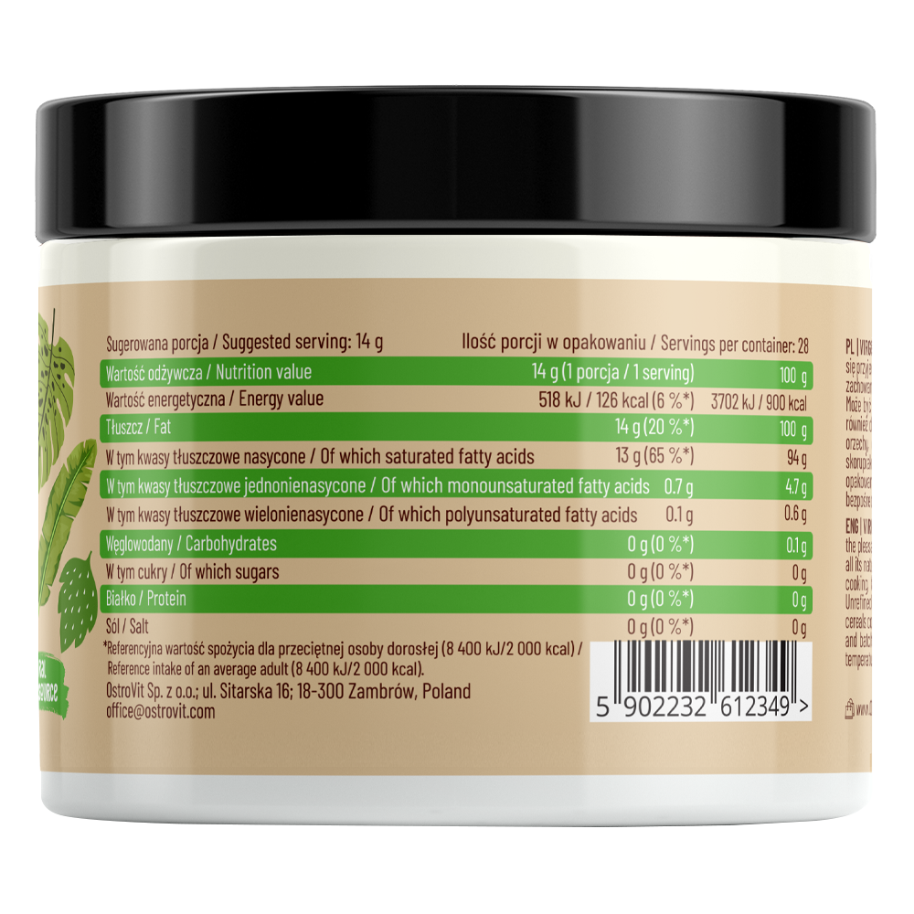 OstroVit kokosų aliejus / nerafinuotas kokosų aliejus 400 g - Image 2