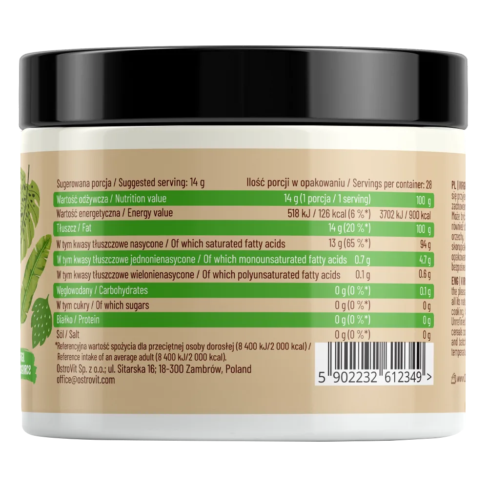 OstroVit kokosų aliejus / nerafinuotas kokosų aliejus 400 g - Image 2