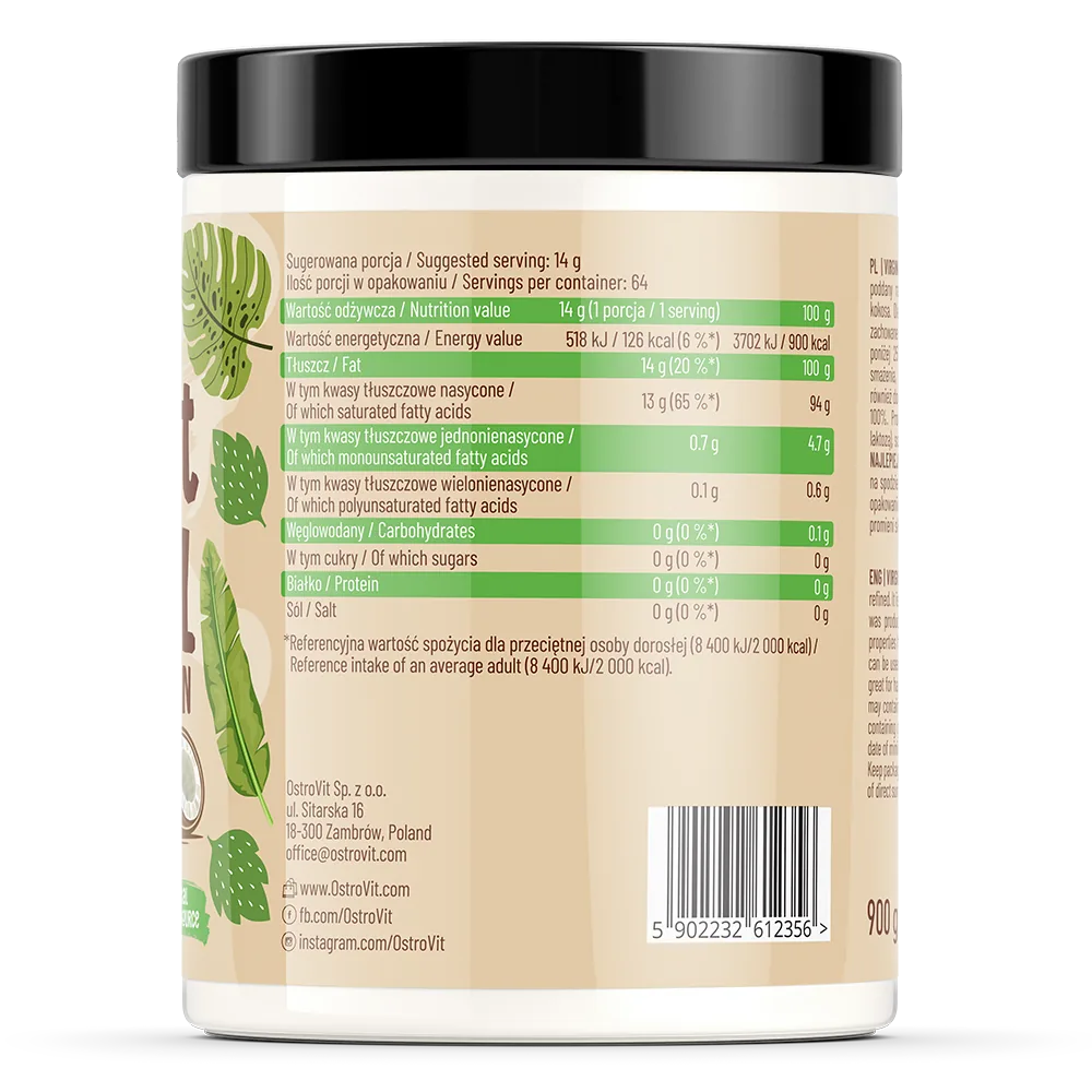 OstroVit kokosų aliejus / nerafinuotas kokosų aliejus 900 g - Image 2