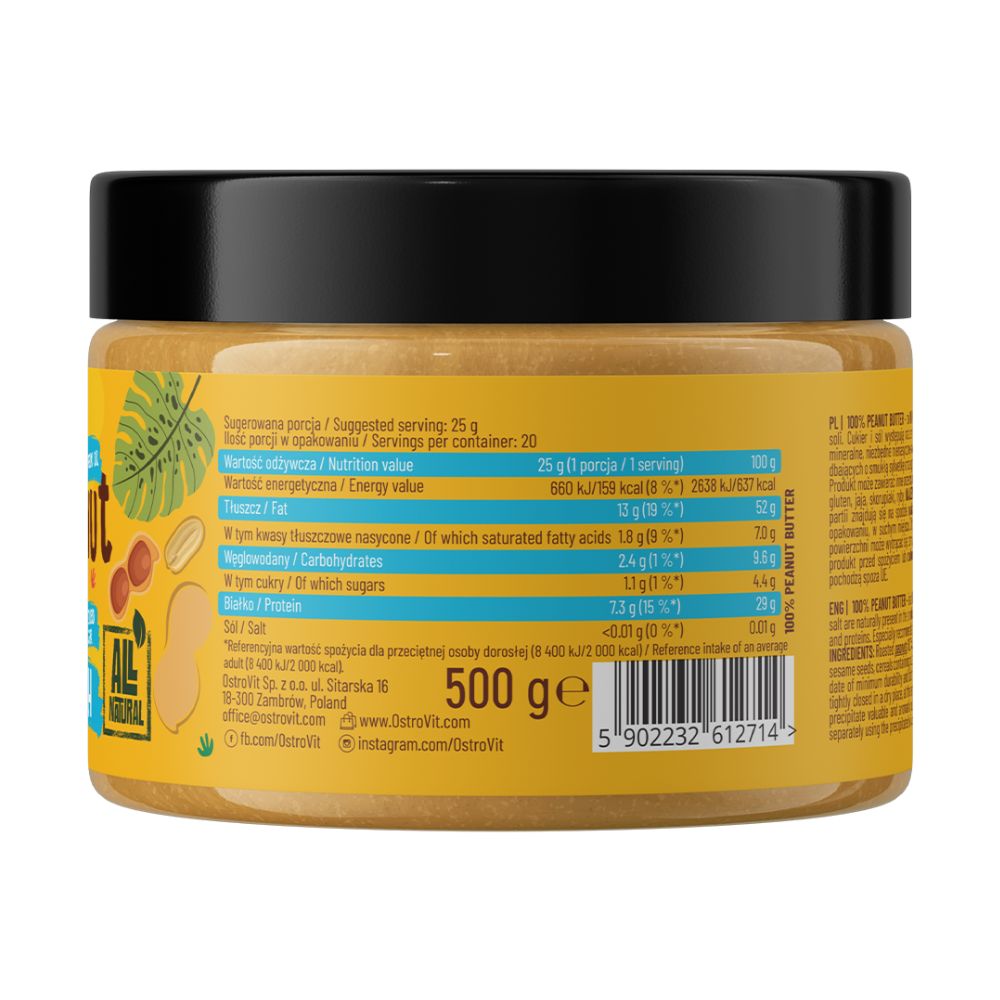 OstroVit žemės riešutų sviestas 100 % žemės riešutų sviestas 500 g - Image 2