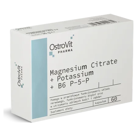 Magnesium Citrate + Potassium + B6 P-5-P – 60 kapsulių