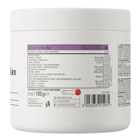 Methyl B-complex Powder 180g – persikų-apelsinų skonis - Image 2