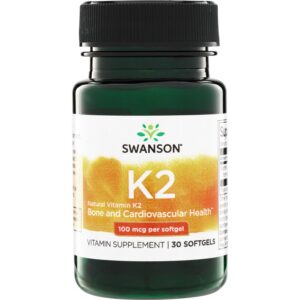 Swanson vitaminas K-2 MK-7 100 mcg 300 minkštųjų kapsulių