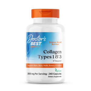 Doctor's Best Collagen Types 1 & 3 kolagenas su vitaminu C - 240 kapsulių