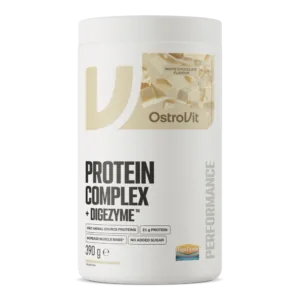 OstroVit baltymų kompleksas + DigeZyme 390 g – baltasis šokoladas