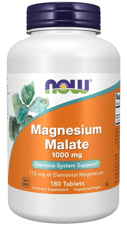 NOW Foods Magnio malatas 1000 mg – 180 tablečių